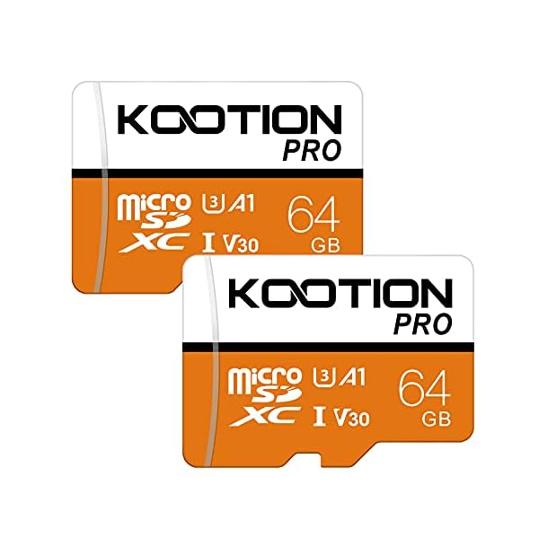Kootion Micro SD Karten 64GB Speicherkarte 2er Pack Mini SD Karte MicroSDXC Card 64G U3 Memory Card(A1 UHS-I V30 4K) SD Karten 2 Stück Speicher SD Karte für Kameras Handy Tablets Android Smartphones