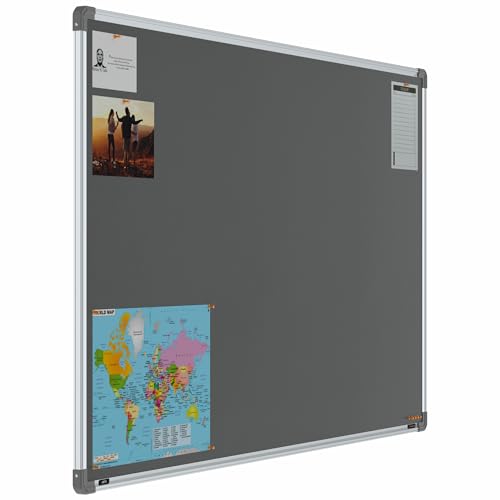 Image of Scholar Art Metis 3x5 Feet Bulletin Notice Board for Home, Office & School | Vibrant & Versatile Crape Cloth + High Density Soft Board for Pinning Photos, Sticky Notes & Reminders (Grey)