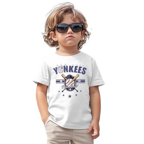 KEKEMI Baseball Shirt for Toddler Boys Girls Baseball Team Print T-Shirt Ballgame Outfit Game Day Tees Cute Summer Sport Tops(White 5-6T)