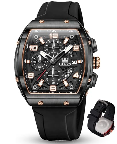 Montre bracelet en silicone OLEVS pour homme étanche avec chronographe à quartz sport
