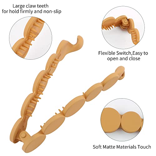 Ahoney 6 Pack Large Banana Clips Hair For Thick Hair 5" Banana Clip For Women Non Slip Strong Hold Ponytail Clip Fine Hair 80S 90S Fine Thick Curly Hair Accessories For Women (Round) #TOP3