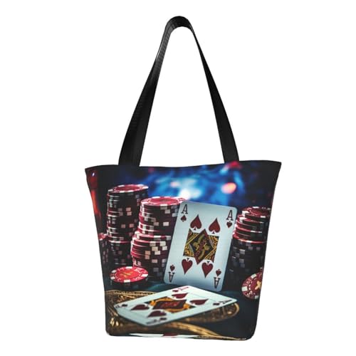 Poker Tournament Print Comfortable Shoulder Bag Summer HandbagTravel Beach Work Daily Use Versatile Carry