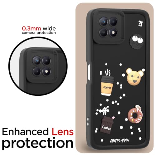 Image of Bintage Cute Fun Ball | Taddy Cartoon 3D Smiley Coffee Cup | Milk Donut | Full Camera Protection Back Cover Compatible for Realme RMX3151 / Realme 8i - Black