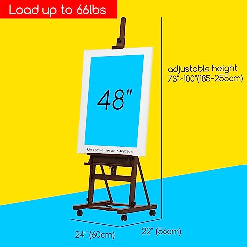 Image of MEEDEN Studio Wood H-Frame Easel: Art Easel on Wheels for Artist