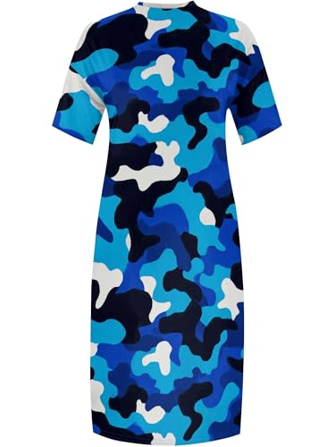 Image of Plus Size Maxi Dress for Women Short Sleeve V Neck Casual Loose Sundress with Pockets