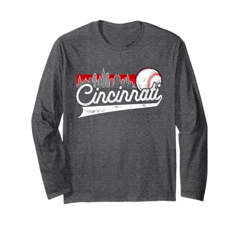 Retro Cincinnati Vintage Baseball Softball Lover Women Men Long Sleeve T-Shirt
