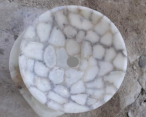 Fregadero de ágata natural, lavabo de ágata natural, lavabo de ágata, lavabo de ágata natural, lavabo montado en la mesa, 21 x 21 pulgadas