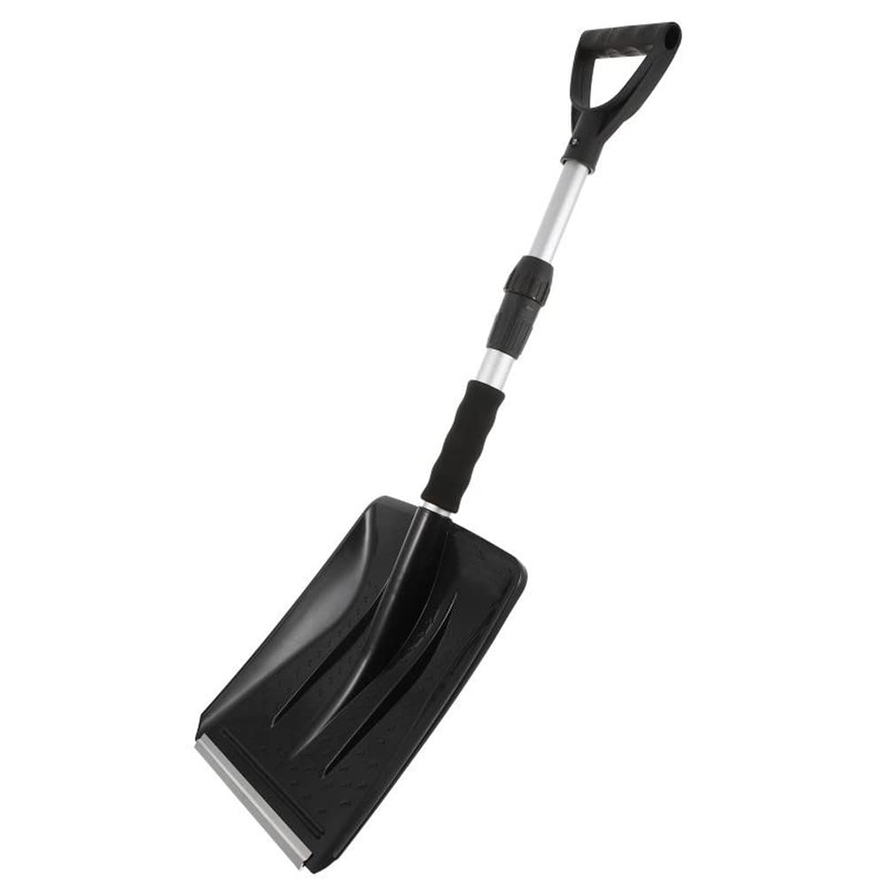 Teleskopowa łopata do śniegu Regulowana łopata do śniegu, lekki plastik Przenośna łopata lawinowa z aluminiowym uchwytem i uchwytem typu D lekka, kompaktowa łopata do śniegu,Black