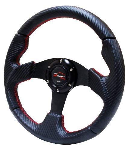 Amazon | ステアリング 32φ M フェイクレザーカーボンPVC 赤色