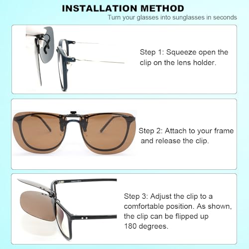 Image of MONICE Fishing Clip on Flip up Polarized Sunglasses Fit Over Prescription Glasses Driving UV Protection Gift Men Women