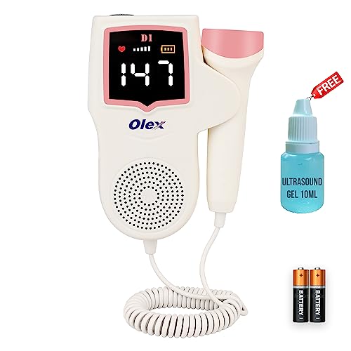 Image of Olex Fetal Doppler for Prenatal Baby Heartbeat Sound Monitor with Speaker | Free Ultrasound Gel (10 ml) and 2 Batteries | Extra Sensitive Probe Measure Heartbeat from 10 Weeks