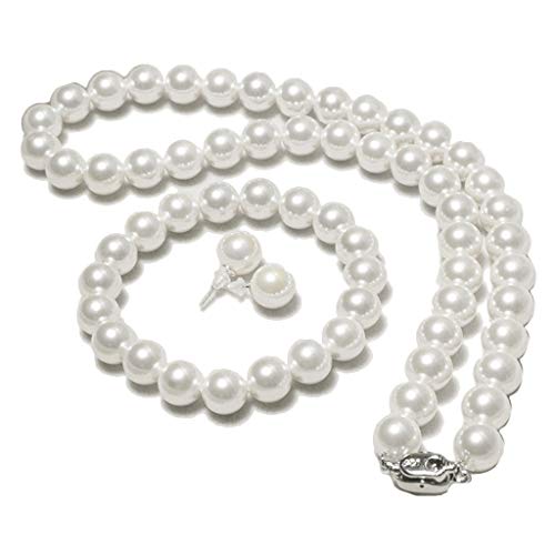 Juego de collar de perlas blancas para bodas y ceremonias elegantes de mujer