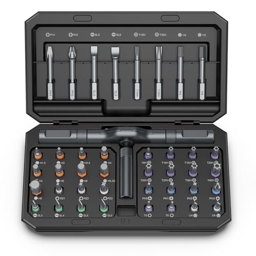 Image of Bomivoi 42 in 1 Magnetic Screwdriver Set, DIY Ratchet Screwdriver Set, Multi Bit Magnetic Drive Set with Detachable Ratchet Handle, Portable Compact Repair Tool Kit for Funiture Computer Bicycle Black