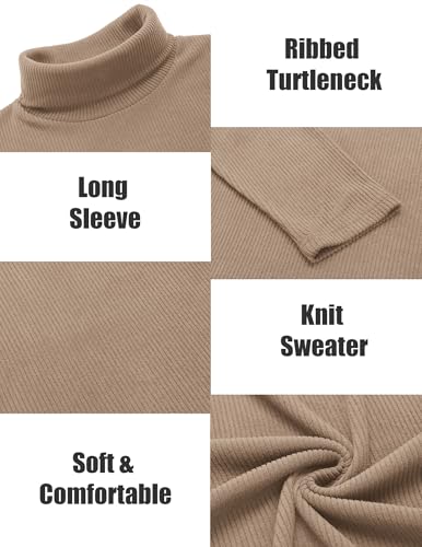 Image of COOFANDY Men's Ribbed Turtleneck Sweater Casual Basic Long Sleeve Knitted Pullover Sweater