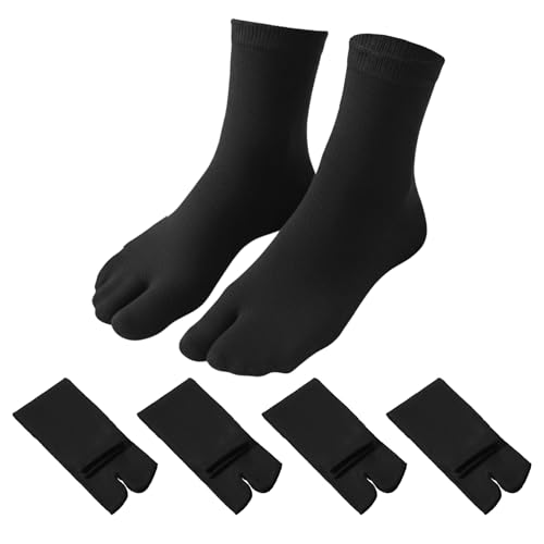 TIESOME 4 pares de calcetines japoneses Tabi para chanclas, calcetines elásticos de algodón con puntera dividida, calcetines separados para hombres y mujeres, Geta Samurai
