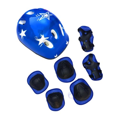 RNXRZANK 7-Piece Set Cycling Headgear for Teens, Skateboard Protection Gear, Blue