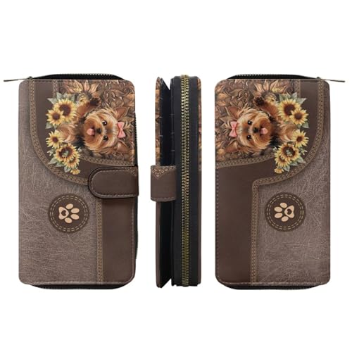 Image of COEQINE Ladies Wallets Pink Leopard Heart Black Printed Leather Phone Long Clutch Purses Check Coin Change Holder