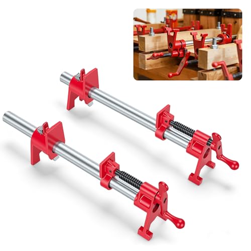 3/4 Inch H-Style Wood Gluing Pipe Clamp Set, Pipe Screw Clamps with 30" Steel Pipe, Heavy Duty 1766 Lbs Load Limit, Metal Body Joint Clamps for DIY Woodworking