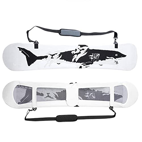 WEALTHY73 Portable Veneer Cover Snowboard Bag Elastic Knitted Wrapping Ski Backpack Ski Equipment Storage Wear-Resistant One-Piece Molding,White,145CM