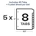 Avery 8 Tab Dividers for 3 Ring Binder, Easy Print & Apply Clear Label Strip for Copiers, Index Maker Customizable White Tabs, 5 Sets (11422)