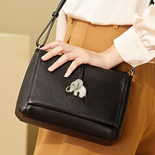 Image of White Shell Rhinestone Elephant Brooch Cute Animal Crystal Brooches and Pins for Women Fashion Brooch Jewelry for Women Men Gift