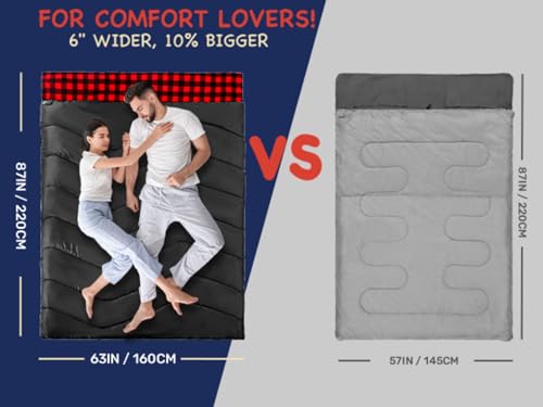 ETGLCOZY Doppelschlafsack Baumwolle Flanell Schlafsack 2 Personen – Ansicht 6