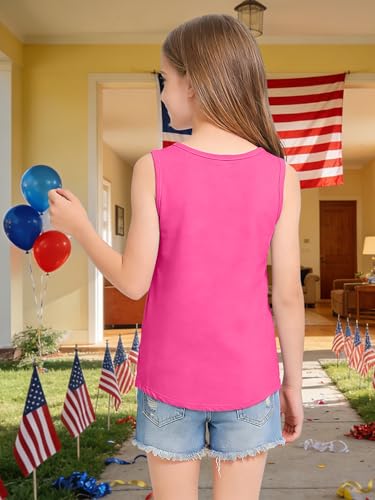 Image of CAZYCHILD Girls American Flag Tank Tops Boys 4th of July Shirts USA Summer Sleeveless Tee Independence Day Outfit 5-14y