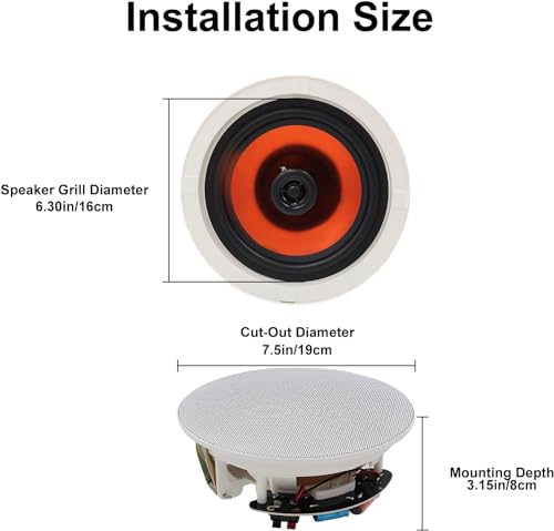 Herdio HCS628PRSX2 In Ceiling Speakers, 6.5 Inch 600 Watts Flush Mount Passive Wired Speakers thumb #2