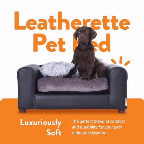 Image of Moots Premium Leatherette Pets Sofa, Black /Charcoal, Small