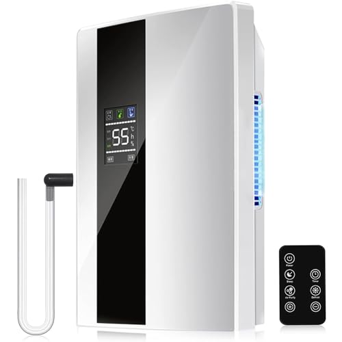 Dehumidifier with Remote Control 20L/Day Smart Compressor Dehumidifier with 2.2L Water Tank Laundry Drying & Automatic Humidity Sensor Purify Air Mould Remover with 24-Hour Timer Up to 550 Sq.ft