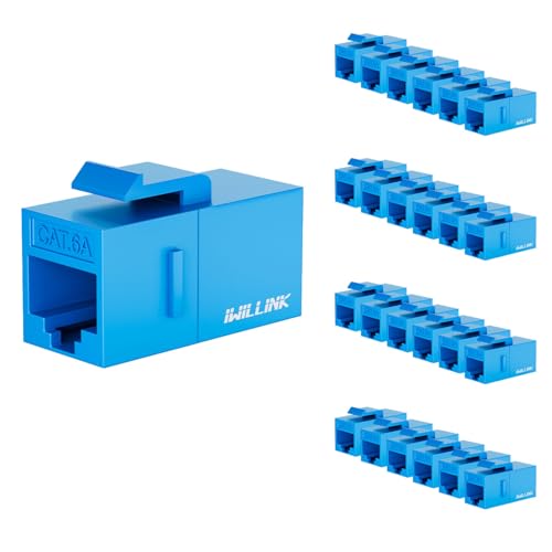 Coupleur Keystone RJ45 Cat6A femelle UTP bleu iwillink avec connexion par clip sans outil