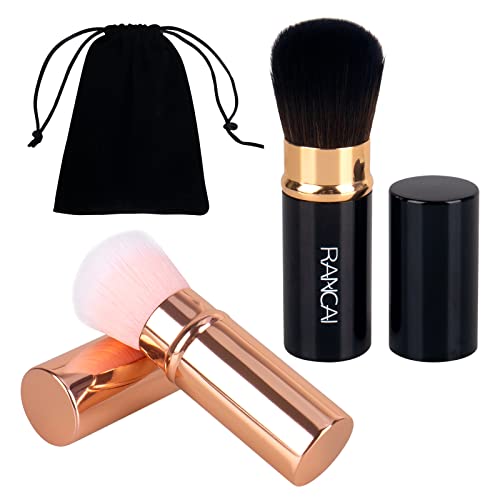 Brochas de maquillaje retráctiles para colorete, cepillo de maquillaje plano, cepillo de maquillaje suave para base de polvo de blush, 2 unidades Cover