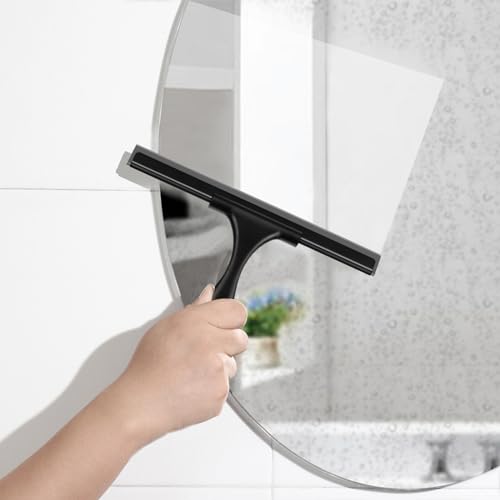 Image of SetSail Squeegee for Shower Glass Door Stainless Steel Shower Squeegee for Glass Doors All-Purpose Window Squeegee for Tile Shower Walls, Sink, Mirror, Bathroom, Car Window Cleaning 10 Inches, Balck