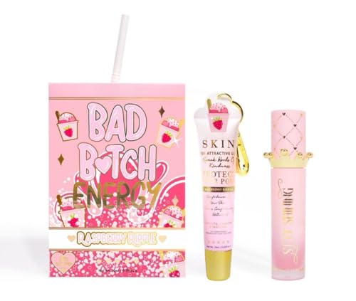 P Louise Bad B Energy Lip Duo Set with Lip Conditioner and Oil Nourishing Hydration for Dry Lips- Sweets Edition (Birthday Cake)