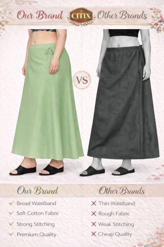 Image of CITIX Pure Cotton Petticoat for Woman Saree | Adujastable Drawstring Waist