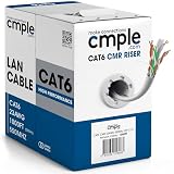 Cmple - Cat6 Cable 1000ft Bulk Lan Ethernet Cat 6 Wire Network UTP 23AWG CMR Riser 10Gbps 550 MHz Pull Box 1000 Feet, White