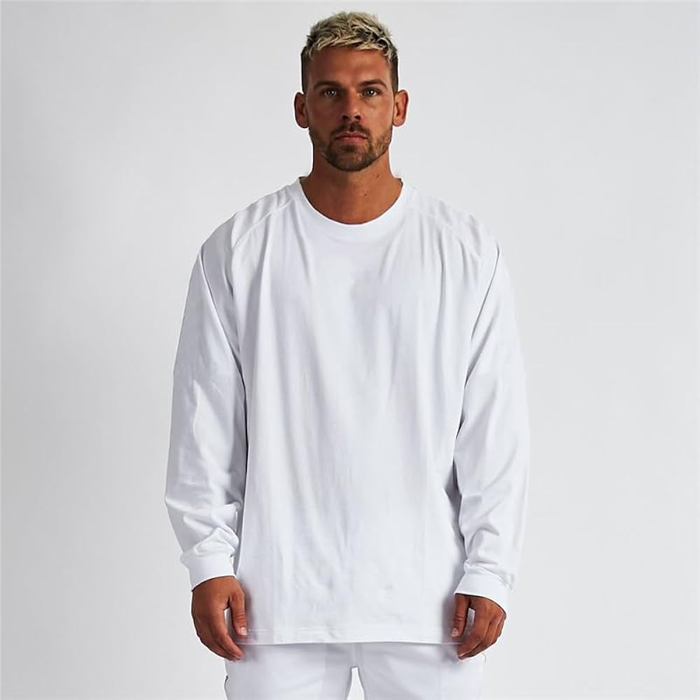 Oversized Men's T shirts Dropped Shoulder Long Sleeve Tops