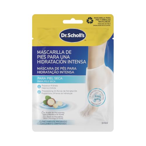 Scholl Mascarilla Nutritiva Para Pies, Hidratación Intensa en 20 Minutos – 1 Par (2 Mascarillas)