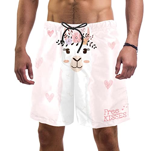 Short de Plage Alpaga Rose Maillots de Bain Hommes Lurnise