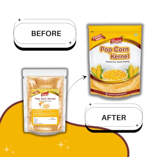 Image of Desire Popcorn Kernel Seeds, 4kg | Jumbo Size Imported Makkai Popcorn Kernels | High Expansion, Perfect for Homemade Popcorn