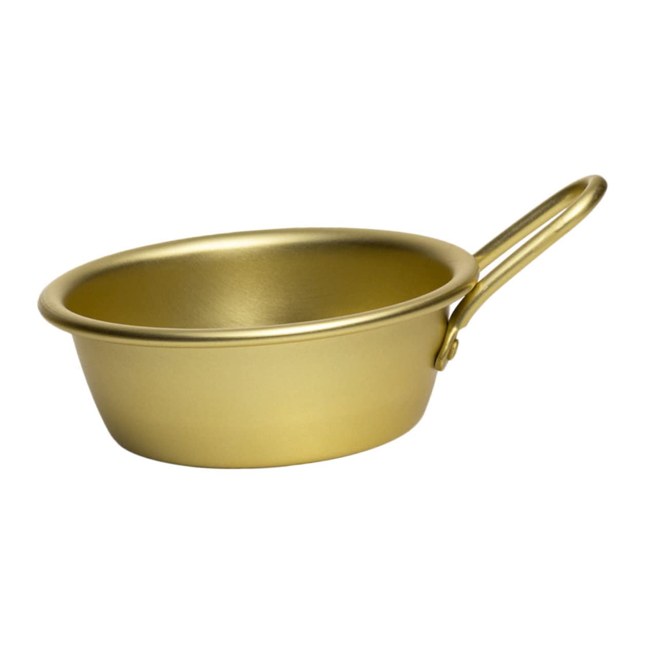 CIYODO 1pc Golden Aluminum Korean Food Bowl with Handle Barbecue Bowl for Serving Soups Dips and Sauces for Home and Restaurant Use