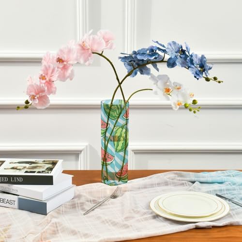 Vase en plastique vert pastèque à rayures 30 cm pour bibliothèque - 4