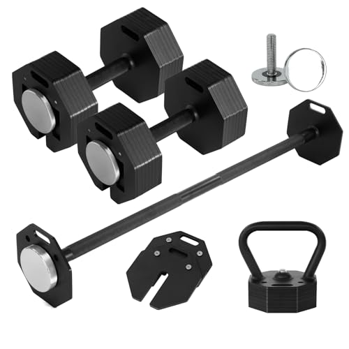 Multi-function Plug-in Adjustable Weight Dumbbell/Barbell/Kettlebell Sets 3-in-1 Multifunctional Dumbbell Set 312 Set 100LBS Fitness Exercises for Home Gym Suitable for Men/Women