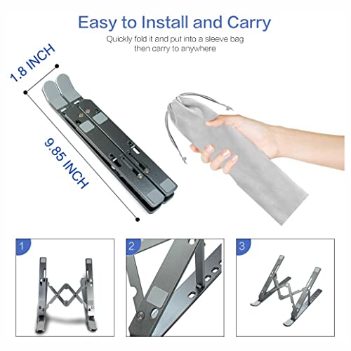 Yvnicll-Laptop-Stand-for-DeskAluminum-Laptop-Computer-Stand-Foldable-Adjustable-Portable-Desktop-Holder-Compatible-with-MacBook-Air-Pro-Dell-XPS-HP-Lenovo-More-10-156-LaptopsGray