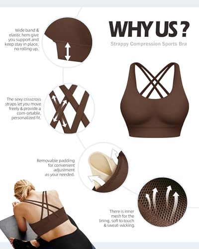 Image of Ama Larsi High Impact Strappy Sports Bra for Women | Padded Crisscross Back Supportive Running Yoga Workout Gym