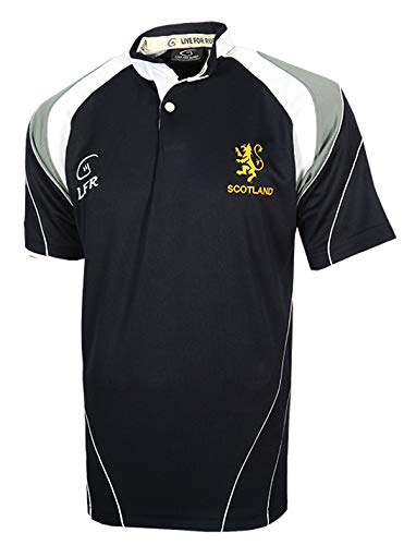 LFR LIVE FOR RUGBY Malham USA Scotland Jersey Polo Breathable Shirt Rampant Lion (XXLarge) Navy