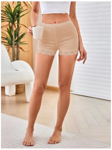 Image of MakeMeChic Women's Summer Lace Trim Shorts Biker Under Dresses