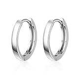 Wiftly Pendientes unisex de plata 925 para mujer, niña, anillo simple, joyería personal, antialérgico, plata