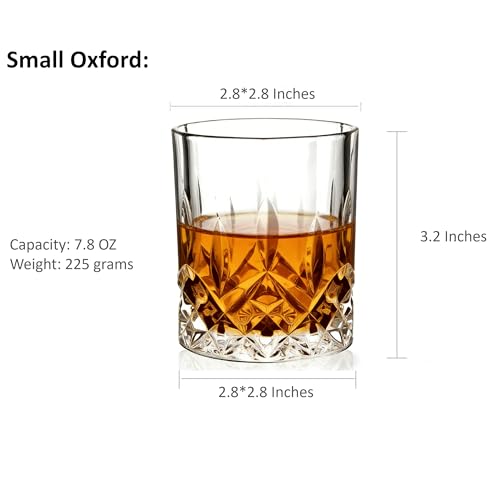 Image of Premium Crystal Whiskey Glasses Set of 6 Large Lead-Free Crystal Glass Tasting Cups Scotch Glasses Tumblers for Drinking Irish Whisky Bourbon Tequila (Small Oxford, 6 * 7.8oz)