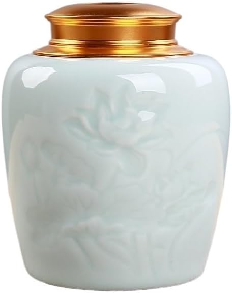 SONGCHAO Sugar Jar Celadon Tea Can Black Green Sealed Jar Storage Medicine Bottle Ceramic Tea Canister(B)